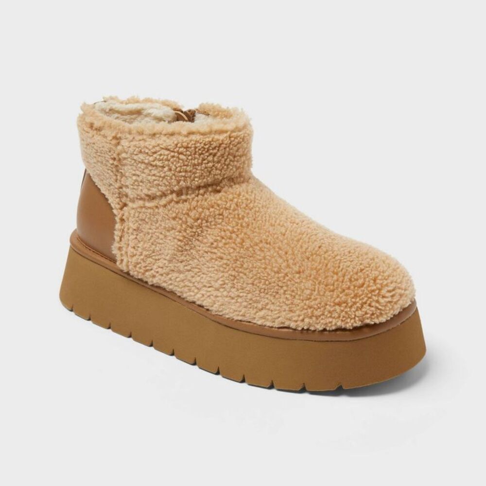 Women’s Missy Faux Suede Boots with Memory Foam Insole - Wild Fable Beige 9